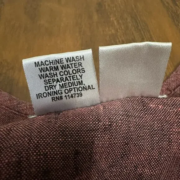 FLAX Tunic Top Burgundy Relaxed Fit Boxy Linen SS Minimalist Lagenlook - Picture 8 of 9